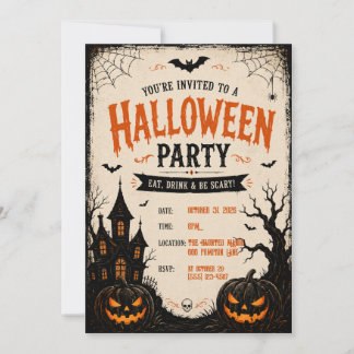 Halloween-fest Invitation Skräckinjagande Hus P Inbjudningar