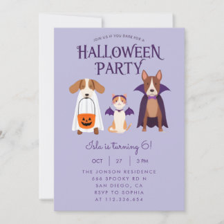 Halloween-fest Invitation Söt Hund Katt Fladdermus Inbjudningar