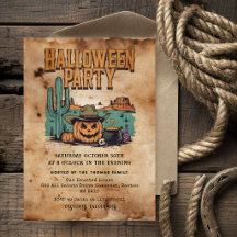 Halloween-fest Invitation | Vintage Western Pumpa