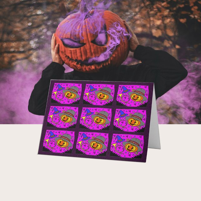 Halloween fest, Jack av Lantern och Bugle Mönster Kort (Halloween Party, Jack o' Lantern and Bugle Pattern Card)