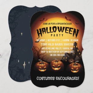 Halloween fest Jack o lantern och Fladdermus Inbjudningar