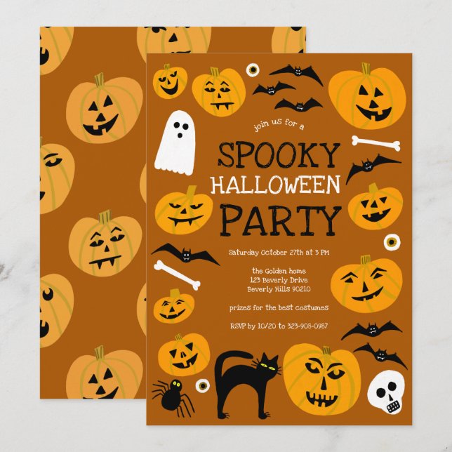 HALLOWEEN FEST Jack-o-lyktor Cute Anpassningsbar Inbjudningar (Fram/baksida)