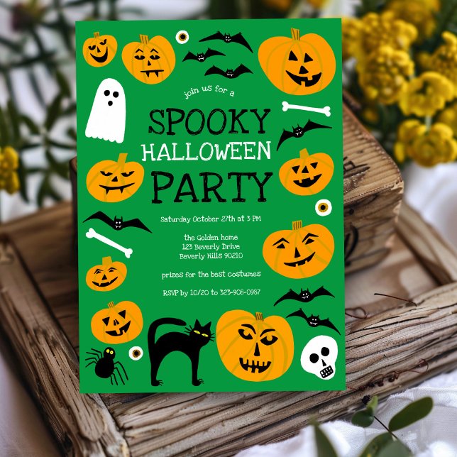 HALLOWEEN FEST Jack-o-lyktor Cute Anpassningsbar Inbjudningar (HALLOWEEN PARTY Jack-o-lanterns Cute Custom Invitation
)