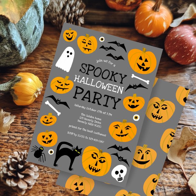 HALLOWEEN FEST Jack-o-lyktor Cute Anpassningsbar Inbjudningar (HALLOWEEN PARTY Jack-o-lanterns Cute Custom Spooky Fall Invitation
)