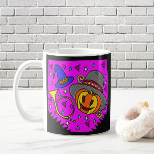 Halloween fest Jack O'Lantern and Bugle Lila Kaffemugg