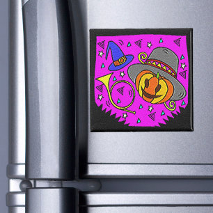 Halloween fest Jack O'Lantern and Bugle Lila Magnet