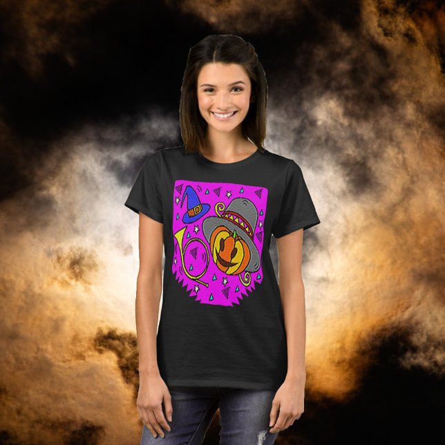 Halloween fest Jack O'Lantern Bugle Lila Womens T Shirt (Halloween Party Jack O'Lantern Bugle Bats Purple Women's T-Shirt)