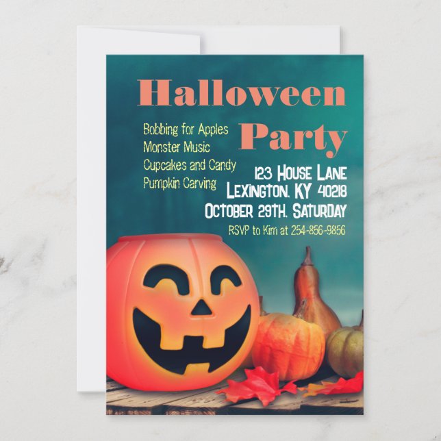 Halloween fest Kids och Vuxnor Inbjudningar (Framsida)