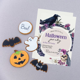 Halloween fest Kråka och skullläge Inbjudningar