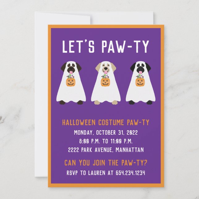 Halloween fest Labrador Retriever Ghost Hundar Inbjudningar (Framsida)