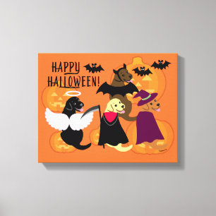 Halloween fest Labradors Canvastryck