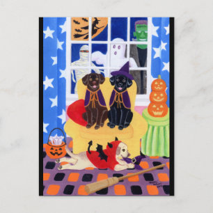 Halloween fest Labradors! Vykort