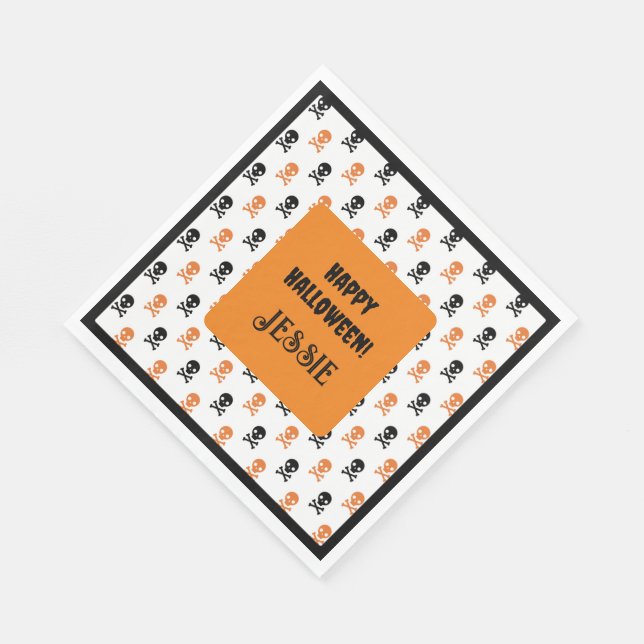 Halloween fest Lägg till Namn Kids Cake Pappersservett (Hörn)