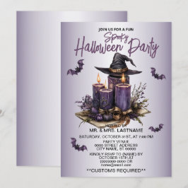 Halloween fest Lila Candles Fladdermus Spooky Scar Inbjudningar