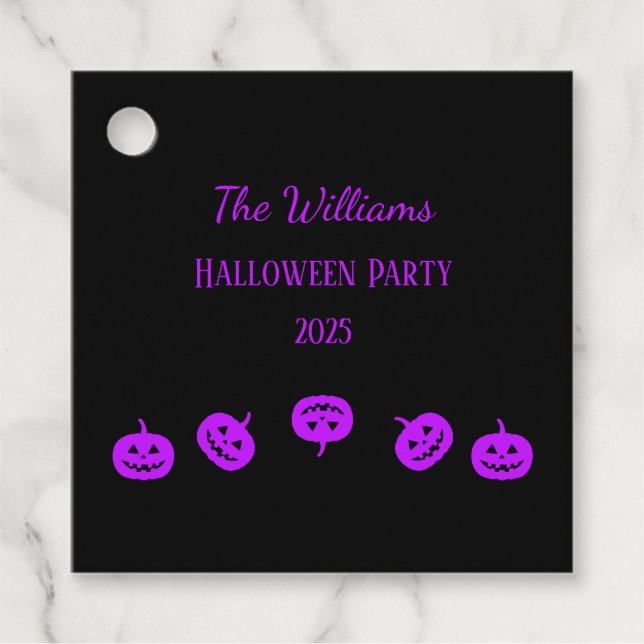 Halloween fest Lila Pumpkins Gåvor Etiketter (Framsida)
