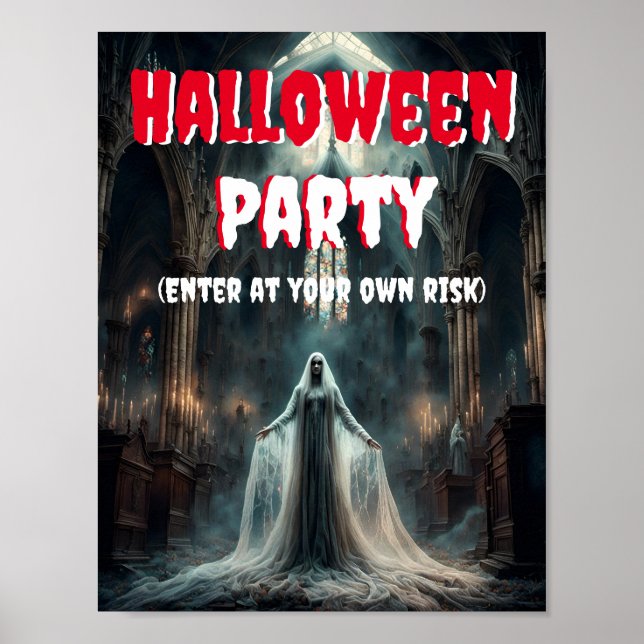 Halloween fest med Creepy Ghost Poster (Framsidan)