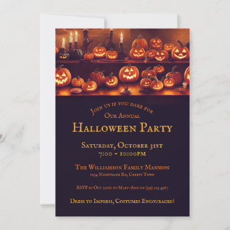 Halloween fest med glödlampor och ljus inbjudningar