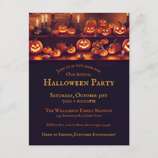 Halloween fest med glödlampor och ljus vykort