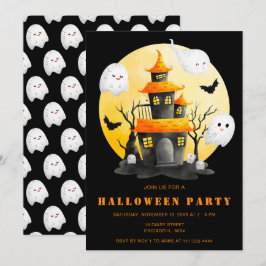Halloween fest med hemligt hus och Spöken Inbjudningar