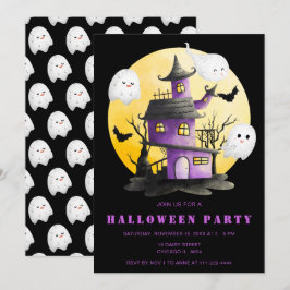 Halloween fest med hemligt hus och Spöken Inbjudningar
