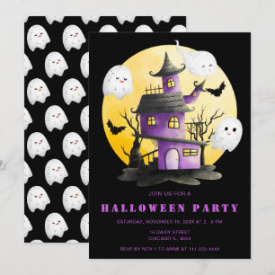 Halloween fest med hemligt hus och Spöken Inbjudningar