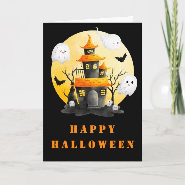 Halloween fest med hemligt hus och Spöken Kort (Framsida)