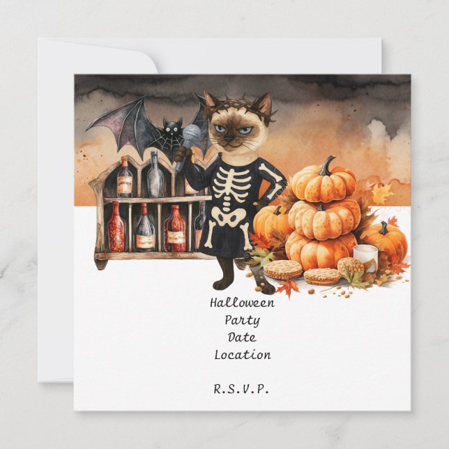 Halloween fest med katter och kakor spara datumet (Framsida)