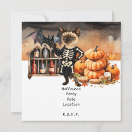 Halloween fest med katter och kakor spara datumet