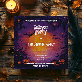 Halloween-fest med spöken med pumpor & fladdermöss inbjudningar