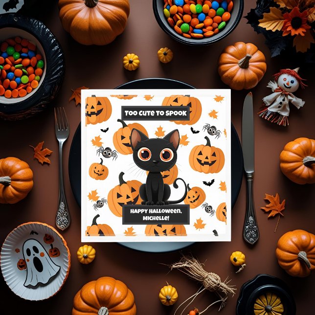 Halloween fest Napkin - för cute för att rosa katt Pappersservett (Skapare uppladdad)