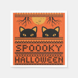 Halloween fest napkin, svarta katter, Spooky Orang Pappersservett
