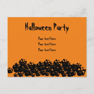 Halloween fest orange svarta döskallar lustig anpa vykort