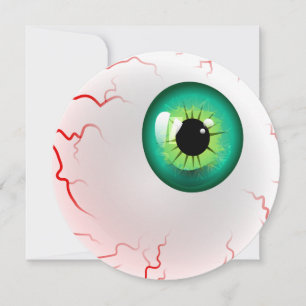 Halloween fest! Personlig Spooky Grönt Eyeball Inbjudningar