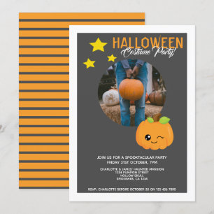 Halloween fest Pumpkin and Stars Personlig Inbjudningar
