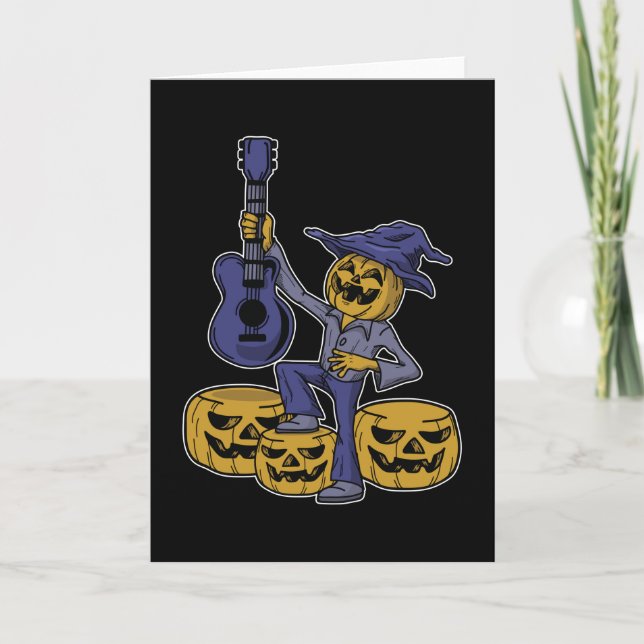 Halloween fest Pumpkin Guitar Music Scary Gift Kort (Framsida)