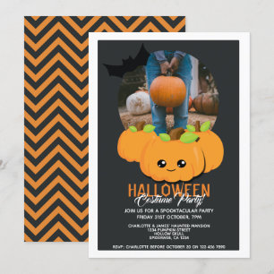 Halloween fest Pumpkin och Fladdermus Personlig Inbjudningar