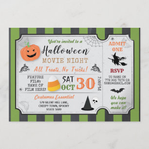 Halloween fest Pumpkin-skräckfilmen Night Witch Inbjudningar