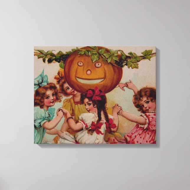 Halloween fest Pumpkin vintage Canvastryck (Framsida)
