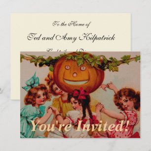 Halloween fest Pumpkin vintage Inbjudningar
