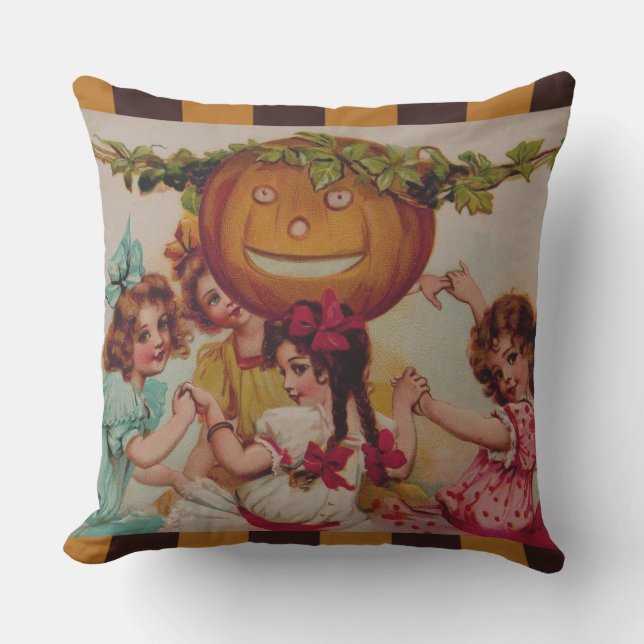 Halloween fest Pumpkin vintage Kudde (Framsida)