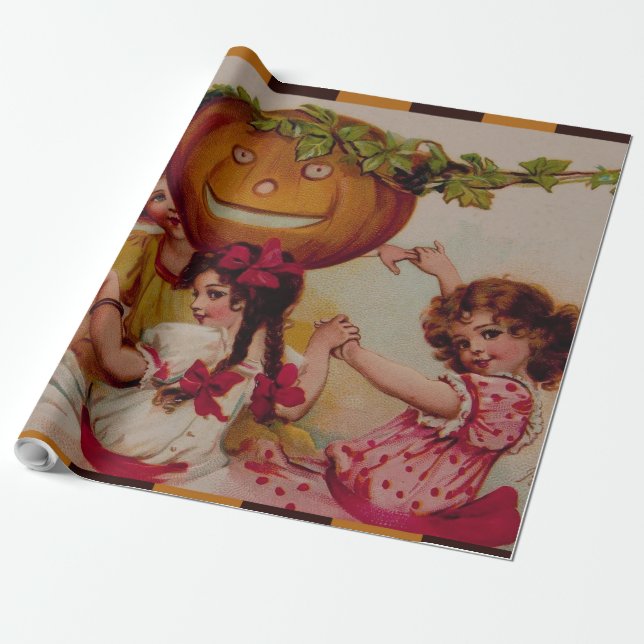 Halloween fest Pumpkin vintage Presentpapper (Utrullad)
