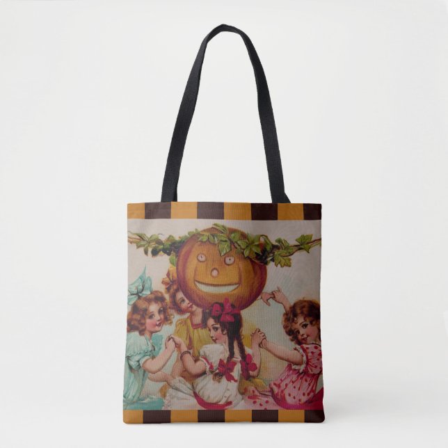 Halloween fest Pumpkin vintage Tygkasse (Framsida)