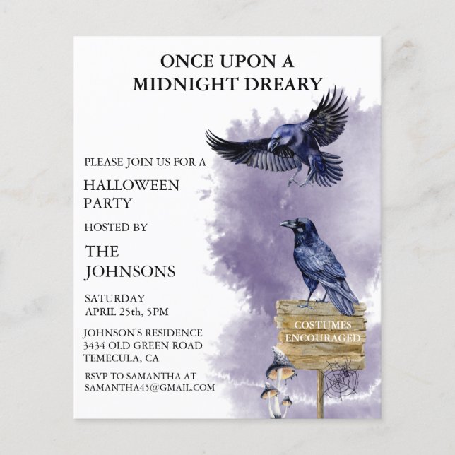 Halloween fest Raven Kråka Watercolor (Framsida)