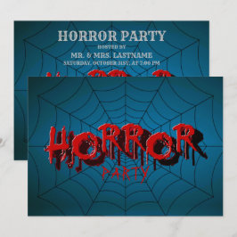 Halloween fest Red Horror Spindelnät Blue Scary Inbjudningar