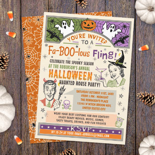 Halloween fest Retro Fall Humor Faboolous Fling Inbjudningar