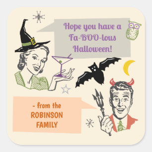 Halloween fest Retro Humor-färdigt eget namn Fyrkantigt Klistermärke