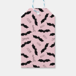 Halloween fest Rosa Fladdermus Presentetikett