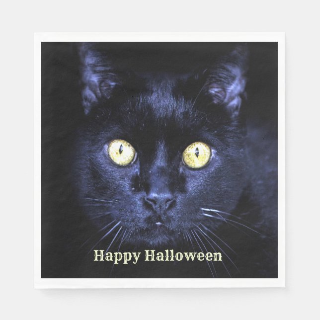 Halloween fest Scary Black Cat Horror Natten Pappersservett (Framsidan)