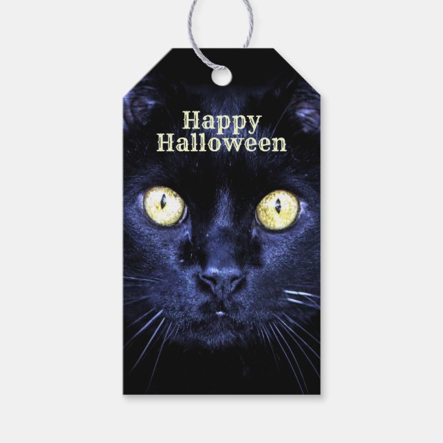 Halloween fest Scary Black Cat Horror Natten Presentetikett (Framsidan)