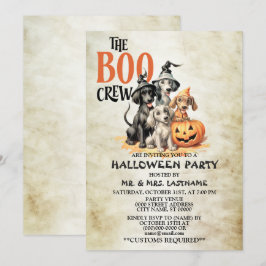Halloween fest Scary Boo Hundar Crew Spooky Inbjudningar